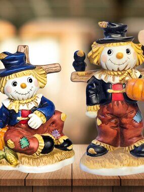 Scarecrow Figurines Garden Friends Home Interiors Pair 1985 1400-97
